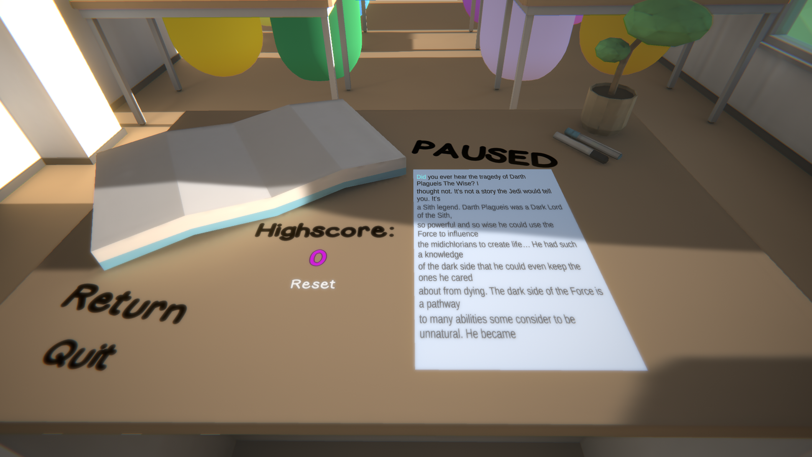 An environmental easter egg inside the classroom.